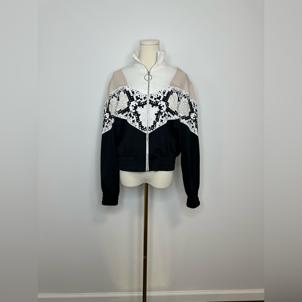 Maje Thelo Zipped Python-Print Sports-Jersey Jack… - image 8